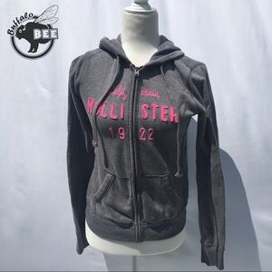 Hollister California grey and pink zip up hoodie